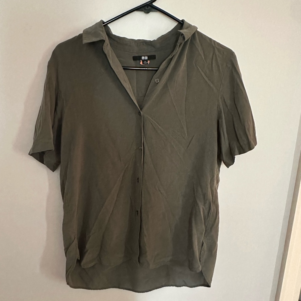 Olive Green Button-Up Shirt